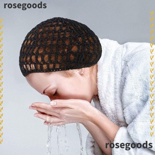 Rosegoods1 หมวกคลุมผม ผ้าเรยอนถักโครเชต์ แบบนิ่ม 3 ชิ้น สําหรับผู้หญิง 3 ชิ้น