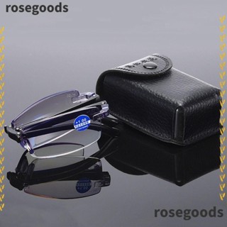 Rosegoods1 แว่นตาอ่านหนังสือ พับได้ ใส่สบาย พร้อมกรอบแว่น ป้องกันสายตา เบาพิเศษ