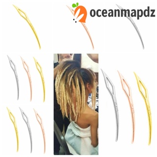 Oceanmapdz เข็มถักเปีย โลหะ รูปสี่เหลี่ยมขนมเปียกปูน Dreadlocks อุปกรณ์เสริม สําหรับต่อผม DIY