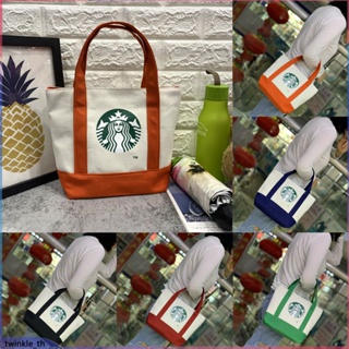 Ready Stock New Starbucks Korean Version Canvas Portable Bucket Lunch Box Bag (twinkle.th)