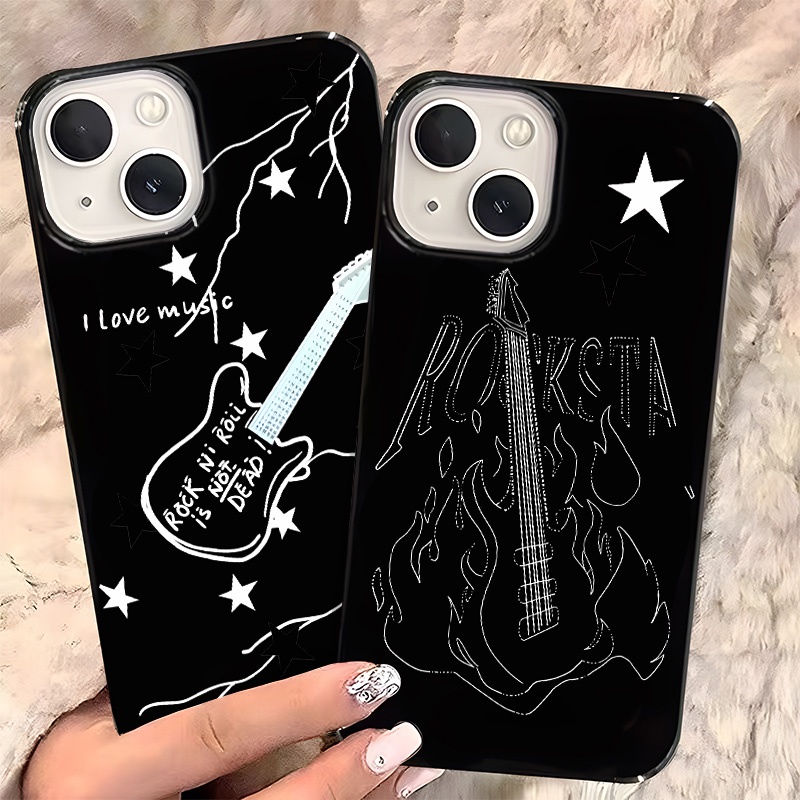เคสโทรศัพท์ซิลิโคน TPU แบบนิ่ม ลายกีตาร์ กันกระแทก สําหรับ IPhone 14 13 12 11 Pro XS Max X XR 7 + 8 Plus