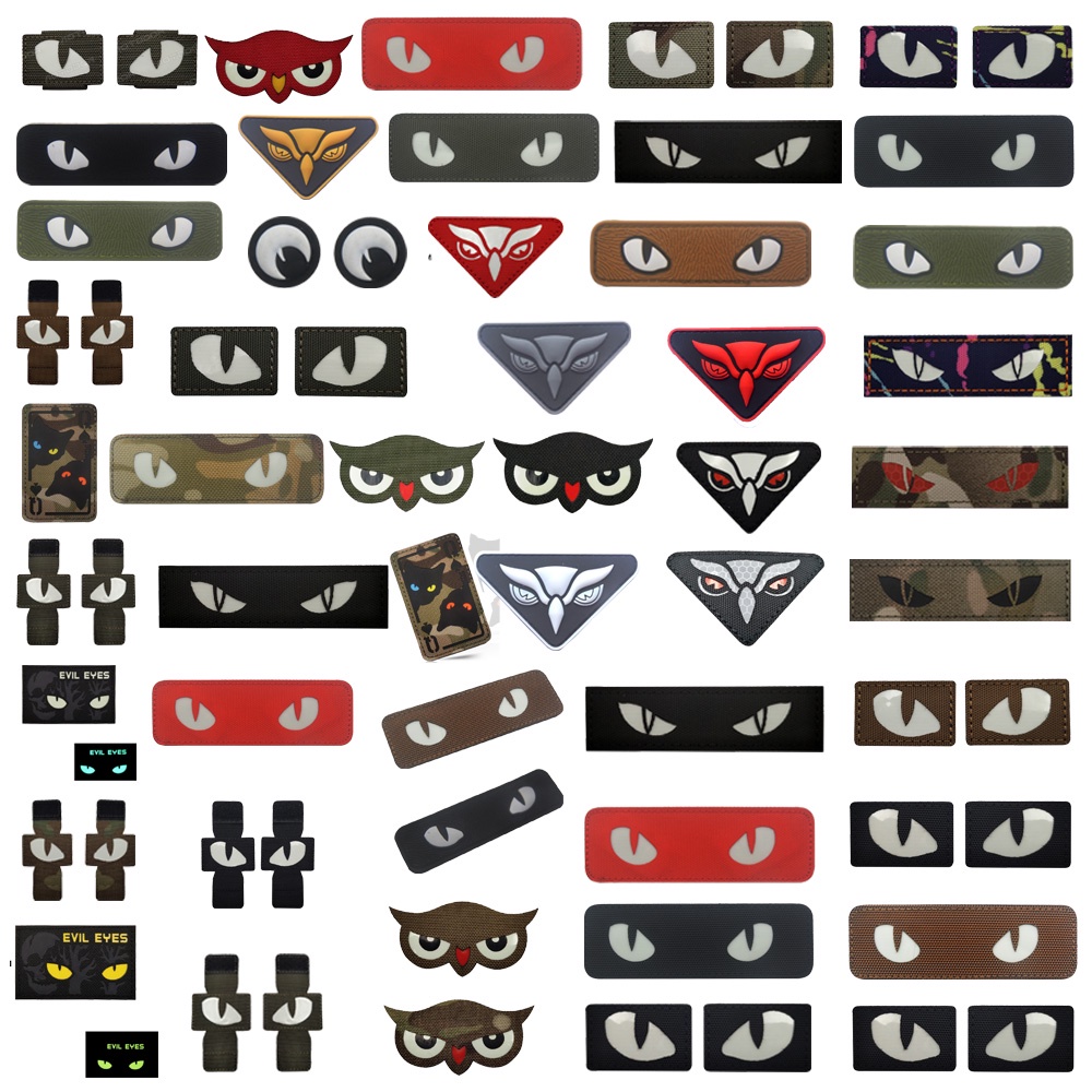 Ir สะท้อนแสงสัตว์ที่ไม่ซ้ํากัน Eye Velcro Patch การจับคู่สี Luminous Velcro Badge เลเซอร์ Badge Hawkeye Armband กระเป๋าเป้สะพายหลัง Patch