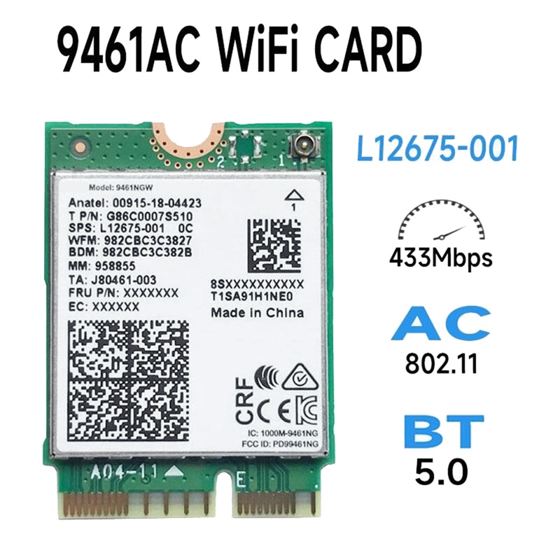 อะแดปเตอร์ไร้สายสีเขียว WiFi การ์ด PCB WiFi Card สําหรับ Intel 9466NGW WiFi Card AC 9466 2.4G/5G Dual Band 802.11AC M2 Key E CNVI บลูทูธ 5.0