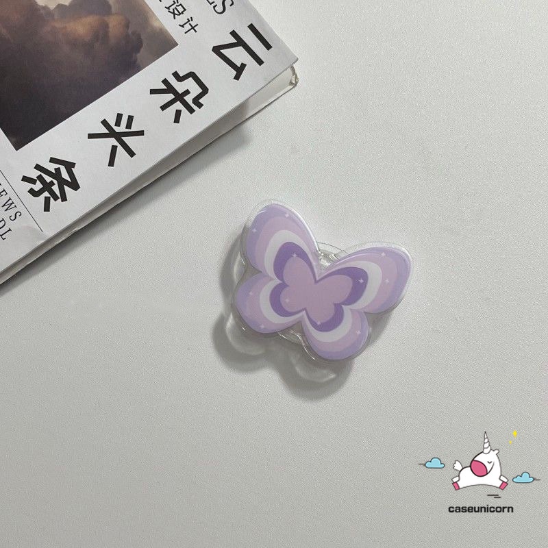 ที่วางโทรศัพท์มือถือ แบบพับได้ ลายการ์ตูนผีเสื้อ ดอกไม้ สีมาการอง แบบสร้างสรรค์ แฟชั่นสําหรับผู้หญิง - รูปที่ 7