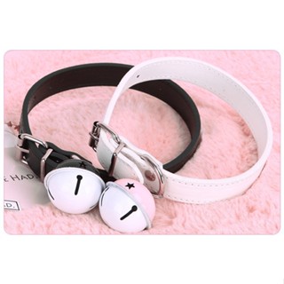 Cute Kawaii Retro Harajuku Handmade Leather Collar Bell Cosplay Choker Necklace Clearance sale