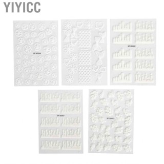 Yiyicc Nail Art Decoration 5 Sheets Embossed DIY Unique  For Salon Nails