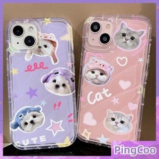 Pingcoo - เข้ากันได้สำหรับ เคส iphone 11 เคสไอโฟน เคสไอโฟน11 Water Ripple เคสใสกันกระแทกกันกระแทกสีม่วงสีชมพูลูกสุนัขลูกแมวน่ารักเข้ากันได้กับ iPhone 14 13 Pro max 12 Pro Max 11 xr xs max 7 8