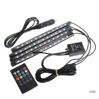 Super 12SMD ชุดสายไฟ RGB LED พร้อมรีโมตควบคุมเพลง สําหรับตกแต่งภายในรถยนต์