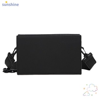 Ssunshine กระเป๋าสะพายไหล่ สะพายข้าง หนัง PU สีดํา สไตล์วินเทจ คลาสสิก สําหรับผู้ชาย