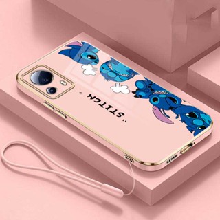 เคสโทรศัพท์มือถือ ขอบตรง ป้องกันกล้อง ลายการ์ตูนมอนสเตอร์ตาโต Stitch สําหรับ Xiaomi 13 Lite 13 Ultra 13 Pro Xiaomi 12 Lite 12 Pro