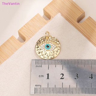 Thevantin จี้สร้อยคอ รูปดวงตาปีศาจ ฝังเพทาย ทองแดง สีทอง เครื่องประดับแฟชั่น สําหรับผู้หญิง DIY