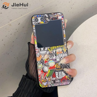 Jiehui เคสโทรศัพท์มือถือ PC ลายการ์ตูน One Piece สีดํา สําหรับ Samsung Z Flip5