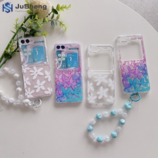 Jusheng เคสโทรศัพท์มือถือ ลายดอกไม้ สีน้ํา แฟชั่น สําหรับ Samsung Z Flip5