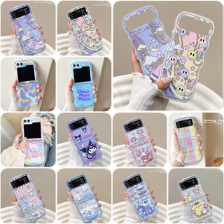 เคสโทรศัพท์มือถือ ซิลิโคนนิ่ม TPU ใส กันกระแทก ลายการ์ตูนเมฆ ดวงดาว ดวงจันทร์ สีรุ้ง สําหรับ Samsung Galaxy Z Flip 5 Z Flip 4 5G Z Flip 3