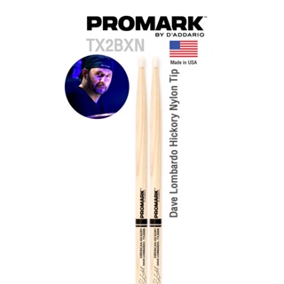 Promark™ ไม้กลอง รุ่น TX2BXN Artist Series Dave Lombardo Hickory Nylon Tip หัวไนลอน ขนาดพิเศษ 2BX ** Designed &amp; Made in USA **