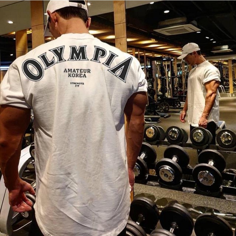 เสื้อยืดแขนสั้น พิมพ์ลาย OLYMPIA ระบายอากาศ ทรงหลวม ขนาดใหญ่ เหมาะกับใส่ออกกําลังกาย วิ่ง สําหรับผู้ชาย ไซซ์ M - XXXL