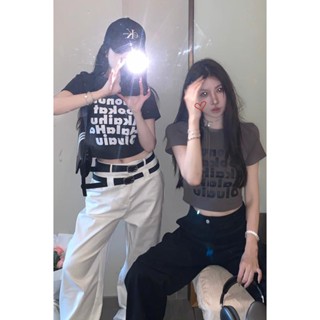 Dayday Girl เสื้อผ้าเด็กผู้หญิง | เสื้อยืดแขนสั้นลําลอง คอกลม พิมพ์ลายตัวอักษร เข้ากับทุกการแต่งกาย แฟชั่นฤดูร้อน สไตล์อเมริกัน สําหรับเด็กผู้หญิง
