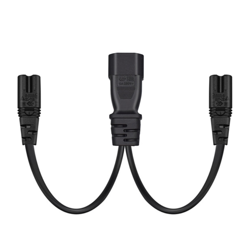 Moom 3-Prong C14 ถึง C7+C7 Connector Adapter สายไฟปลั๊กตัวผู้กับตัวเมียสายแปลง