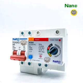 NANO Plus เซอร์กิตเบรกเกอร์ เฉพาะเมน กันดูด RCBO แบบปรับ mA ได้ ติดราง ปรับได้ 10kA เบรกเกอร์ เบรคเกอร์ PLE42ADJ เบรก...