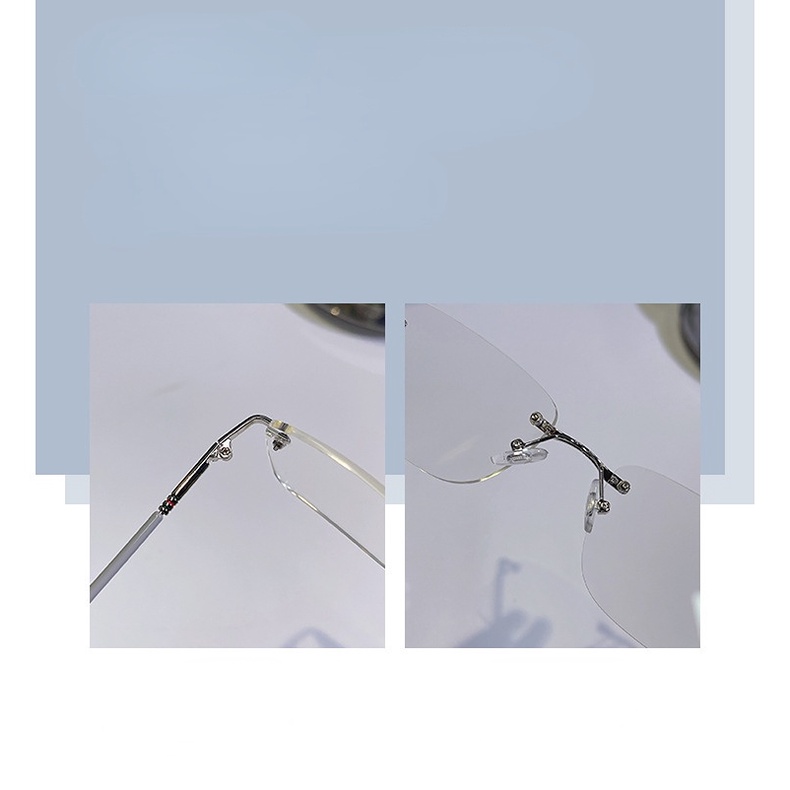 [-0°~-500°] แว่นตาสายตาสั้น ไร้ขอบ เบาพิเศษ สไตล์ย้อนยุค ป้องกันแสงสีฟ้า สําหรับผู้ชาย และผู้หญิง - รูปที่ 4