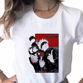 Hip Hop Jujutsu Tshirt Womens Kaisen Gojo Satoru Yuji Itatori Printed T-shirt Casual Basic White T-shirt Cute Cart_03