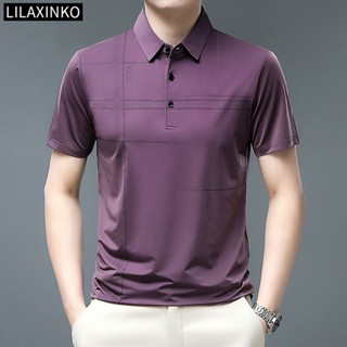 เสื้อโปโลแขนสั้นลําลอง ลายทาง 4 สี แฟชั่นคลาสสิก สําหรับผู้ชาย