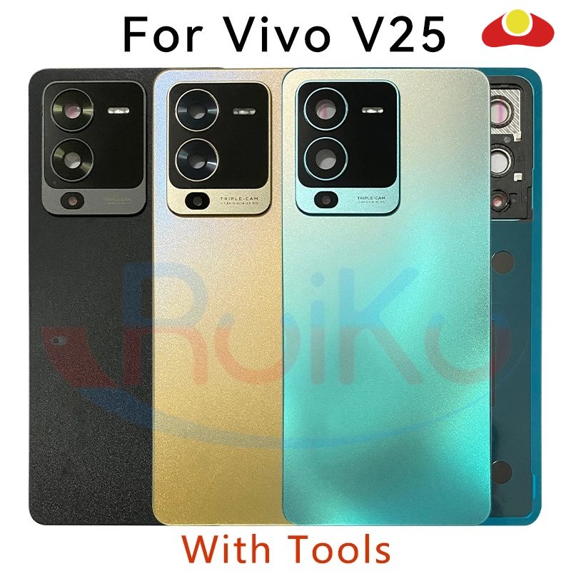 สําหรับ Vivo V25 V2202 ฝาหลังแบตเตอรี่กระจกด้านหลังประตูกรณีเปลี่ยนอะไหล่ซ่อม