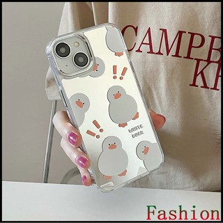 Mirror phone case White duck เคสไอโฟน 13 กันกระแทก เคสแข็ง เคส compatible for iPhone11 12 13 Pro max 14 14PRO 14promax 14พลัส เคสไอโฟน11 กันกระแทก เคสiPhone14promax Soft on all sides Hard back