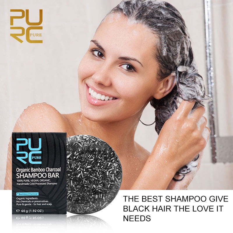 PURC Bamboo Charcoal Shampoo Extract Soap สบู่แชมพู Rich Foam Nourishing Refreshing Luster Bamboo Ch