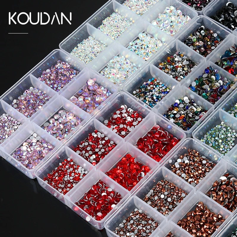 เพชรติดเล็บ อะไหล่ติดเล็บ อุปกรณ์ ทําเล็บ อะไหล่ติด สีแฟลช เพชรตกแต่ง nail พลอยเทียม สีแฟลช SS4-SS12 1728 ชิ้น KOUDAN
