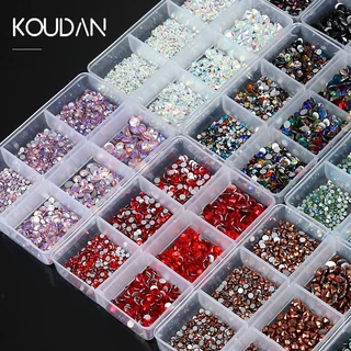 เพชรติดเล็บ อะไหล่ติดเล็บ อุปกรณ์ ทําเล็บ อะไหล่ติด สีแฟลช เพชรตกแต่ง nail พลอยเทียม สีแฟลช SS4-SS12 1728 ชิ้น KOUDAN