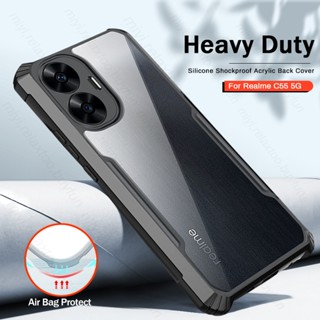 Heavy Duty Clear Acrylic Back Cover For oppo Realme C55 C 55 5G 2023 RMX3710 6.72" Soft TPU Frame Shockproof Cover