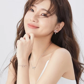 A HELLO GIRL สร้อยคอโช้กเกอร์ ประดับโบว์ / ต่างหู / สร้อยข้อมือ พลอยเทียม แฟชั่นสําหรับผู้หญิง
