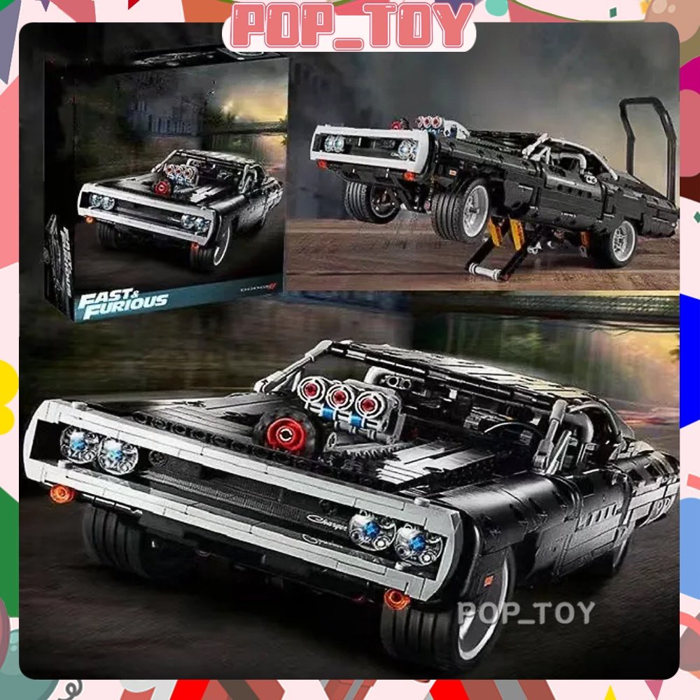 Moc 42111 บล็อคตัวต่อ รูป Dom's Dodge Charger ของเล่นสําหรับเด็ก ผู้ใหญ่ 1077 ชิ้น