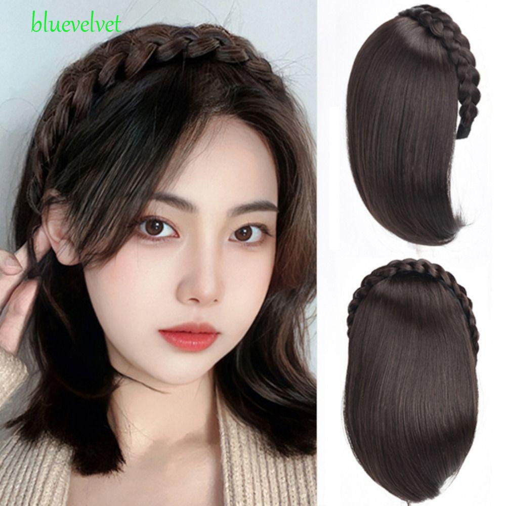Bluevelvet วิกผมสั้น ต่อผม กระดูกปลา พร้อมวิกผมในตัว สีดํา สีน้ําตาล เครื่องประดับผม สําหรับผู้หญิง