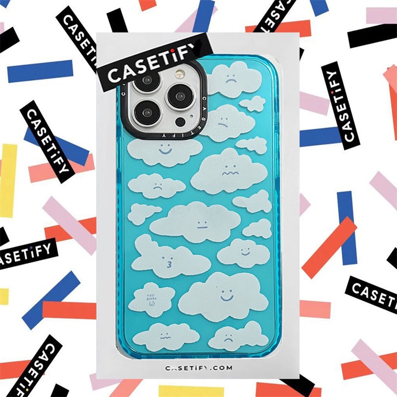 Casetify 【ก้อนเมฆ】เคสซิลิโคน TPU นิ่ม แบบใส กันกระแทก พร้อมกล่องบรรจุ สําหรับ iPhone 14 13 12 11 Pro MAX XR X XS MAX