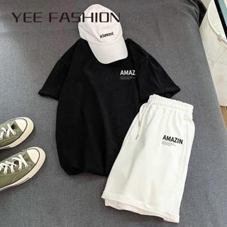 YEE Fashion Yee Fashion เสื้อยืดผู้ชาย ชุดเซ็ทผู้ชาย เสื้อ+กางเกงขสั้าน ผ้าเบา ไม่หด ไม่ย้วย สไตล์เกาหลี Trendy ทันสมัย สวย C28A00L 37Z230910