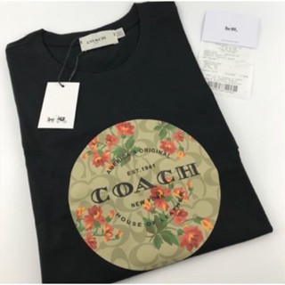 เสื้อยืดแขนสั้น ผ้าฝ้าย พิมพ์ลาย Coach แบบเรียบง่าย แฟชั่นสําหรับผู้ชาย และผู้หญิง_02