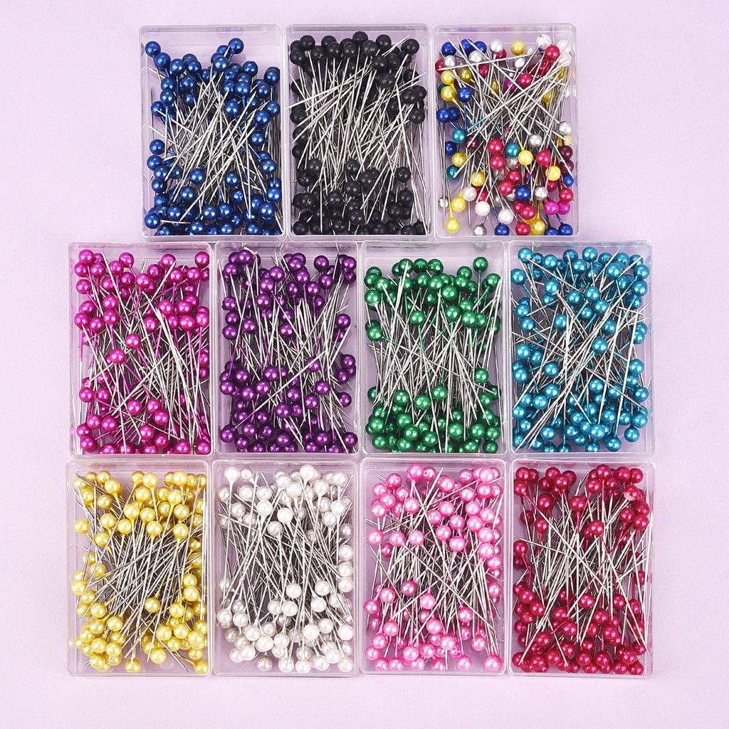 100 ชิ้น/กล่อง 38 ซม. Pearl ตําแหน่งเข็มหัว Stitch ตรง Push เย็บ Pins สําหรับ Dressmaking DIY เย็บเครื่องมือ