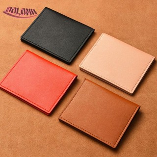 BO Women Card Bag Portable Simple Solid Color PU Leather Snap Button Ultra Thin Short Clutch Bag