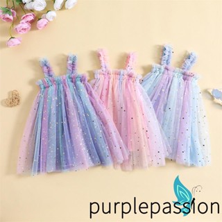 Purplepassion-ชุดเดรสแขนกุดลําลอง พิมพ์ลายดาว สีสันสดใส แฟชั่นฤดูร้อน สําหรับเด็กผู้หญิงวัยหัดเดิน