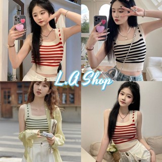 L.A Shop พร้อมส่ง เสื้อกล้ามไหมพรม สีน่ารักดีเทลลายทางคิ้วๆ "72003" -C