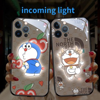 Mg เคสโทรศัพท์มือถือ ลายการ์ตูนโดราเอมอน มีไฟ LED สําหรับ iPhone 14Promax 14plus 13Promax 12ProMax 7plus 8plus XR XS X XSMAX 11ProMax 11pro