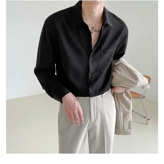 Shirt C46 เสื้อเชิ้ตแขนยาวชาย สีพื้น เสื้อเชิ้ตชาย เชิ้ตทำงาน เชิ้ตลำลองชาย