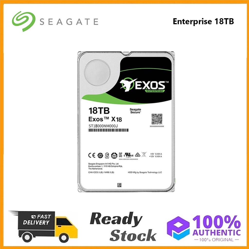 Seagate Enterprise 18TB Exos x18 SATA 7200RPM 256M ฮาร์ดไดรฟ์ภายใน ST18000NM000J