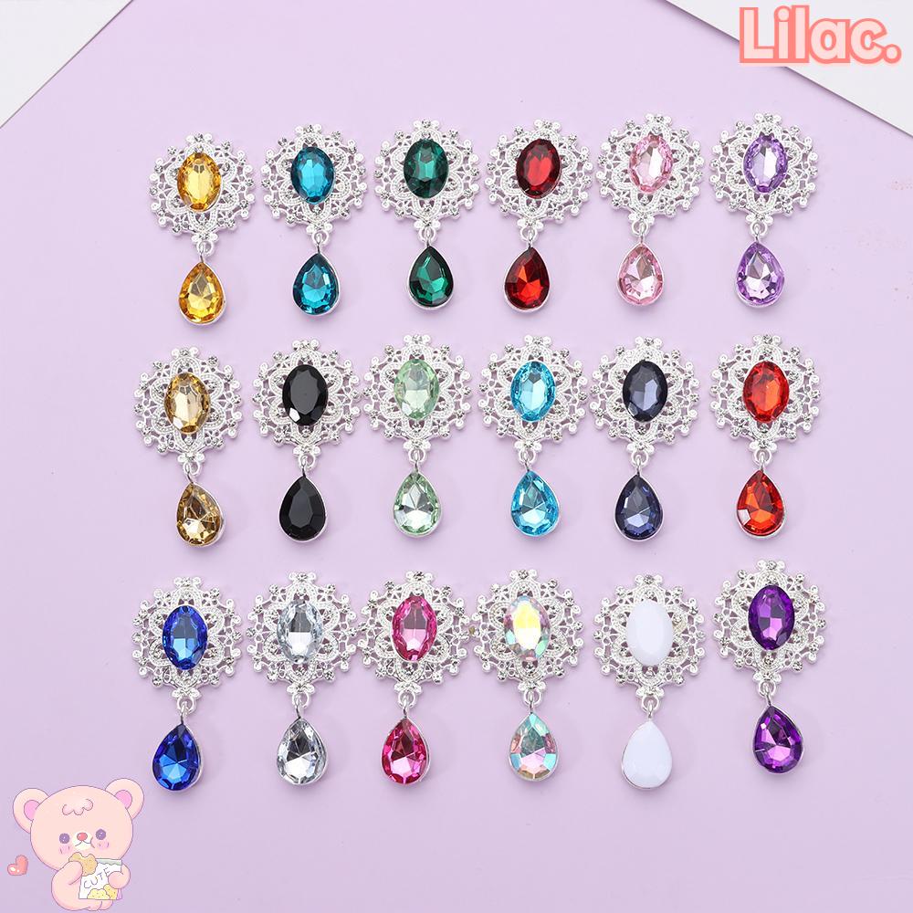 ❥LILAC✿ 10pcs Tool Sewing Button Crafts Scrapbooking Alloy Rhinestone DIY Wedding Decor Sparkling Crystal Garment Decorative Faceplate Brooch Pendant
