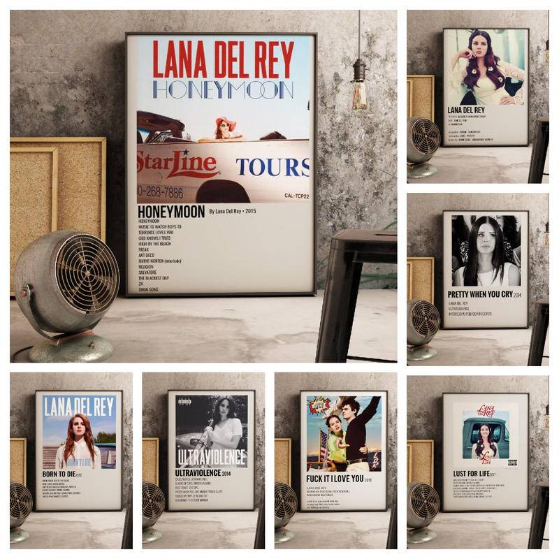 Lana Del Rey ปกเพลง อัลบั้ม ภาพวาดผ้าใบ มินิมอล ซุปเปอร์สตาร์ สไตล์มินิมอล โปสเตอร์ ผนังพิมพ์ รูปภาพตกแต่งบ้าน