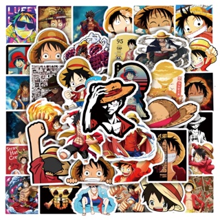 Z&amp;m❀ สติกเกอร์ ONE PIECE Luffy สําหรับติดตกแต่ง ❀ สติกเกอร์ ลายการ์ตูนญี่ปุ่น กันน้ํา สําหรับตกแต่งของเล่น จํานวน 50 ชิ้น ต่อชุด