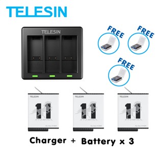 GoPro 11 / 10 / 9 Telesin Charger + Telesin Stamina Battery Enduro x 3 แท่นชาร์จ ที่ชาร์จ + แบตเตอร์รี่ x 3