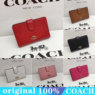 Coach f1484 กระเป๋าสตางค์ผู้หญิง/แบบสั้น/ที่ใส่บัตรซิป/พับครึ่ง/ช่องใส่บัตรหลายช่อง